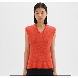 NWT Theory Oversized Sweater Vest in Feather Cotton-Blend Size Large